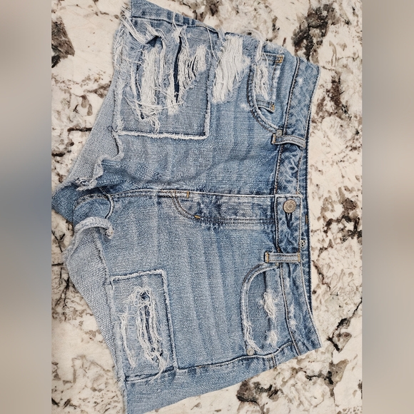 American Eagle Outfitters Pants - American Eagle Outfitters Light Blue Distressed Denim Jean Shorts